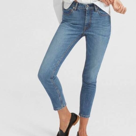 Everlane Mid Rise Medium Wash Denim Slim Fit Boyfriend Jeans Size 25 Regular - Picture 1 of 9